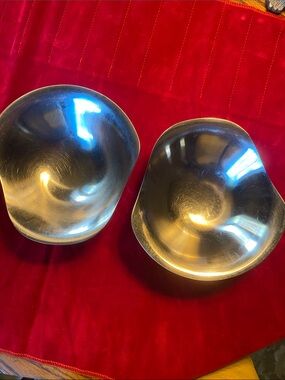 Pair of Vintage Dolphin Mid-century 18/8 Stainless Steel Footed Bowls